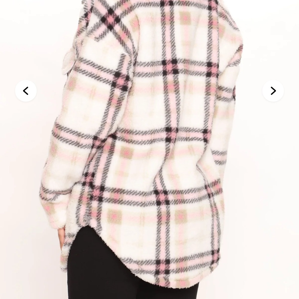 Fashion Nova women Plaid Jacket - Cream, Pink, and Black - Picture 4 of 4